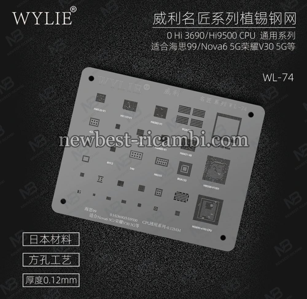 Wylie WL-74 BGA Reballing Stencil For HUAWEI Kirin 990 Hi990 Hi3690/Hi9500