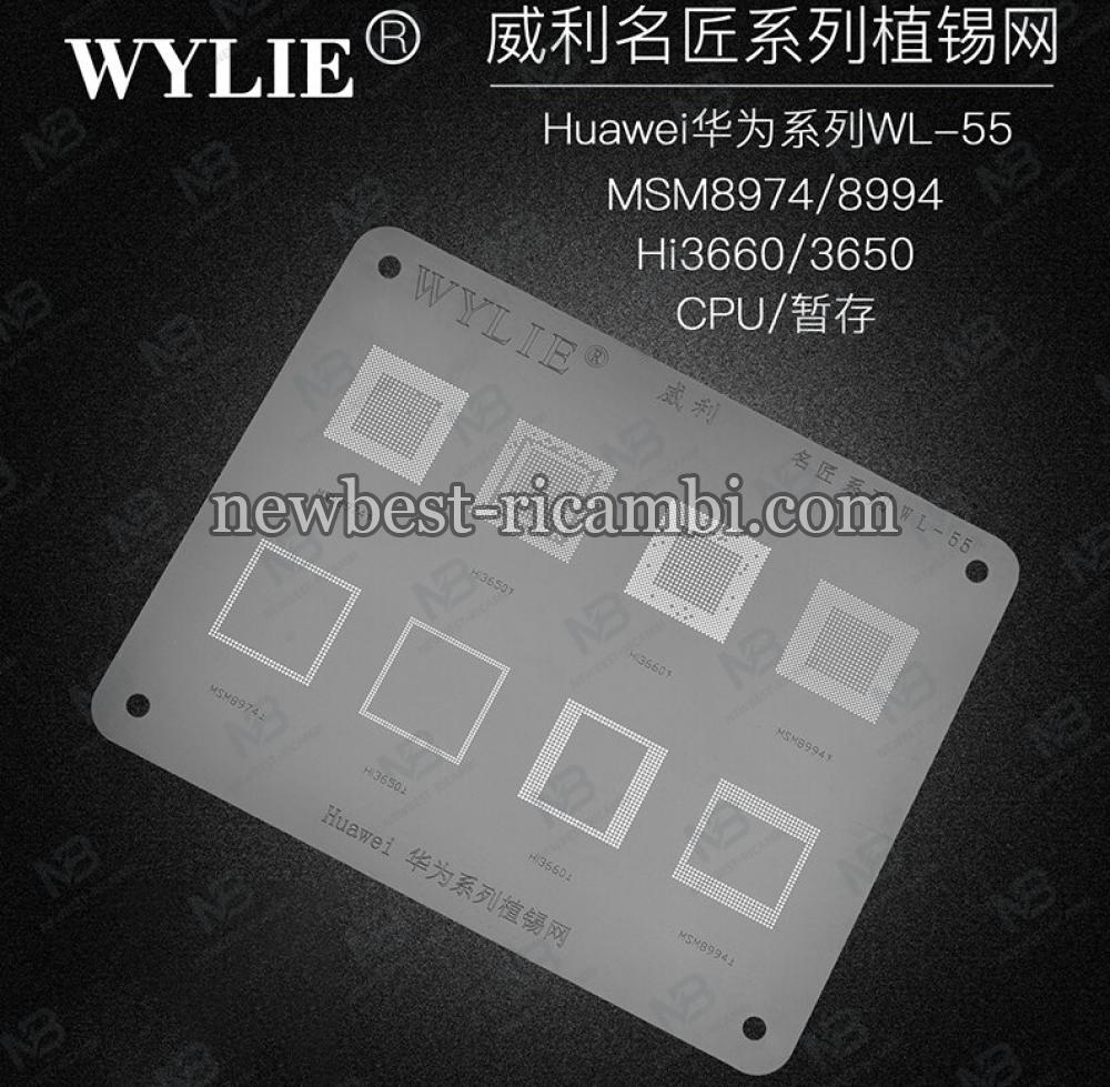 Wylie WL-55 BGA Reballing Stencil For Huawei P10 MATE8 P9 Honor 9 MSM8974 Hi3650 HI3660 MSM8994 LG G3 G4 CPU Chip IC Tin