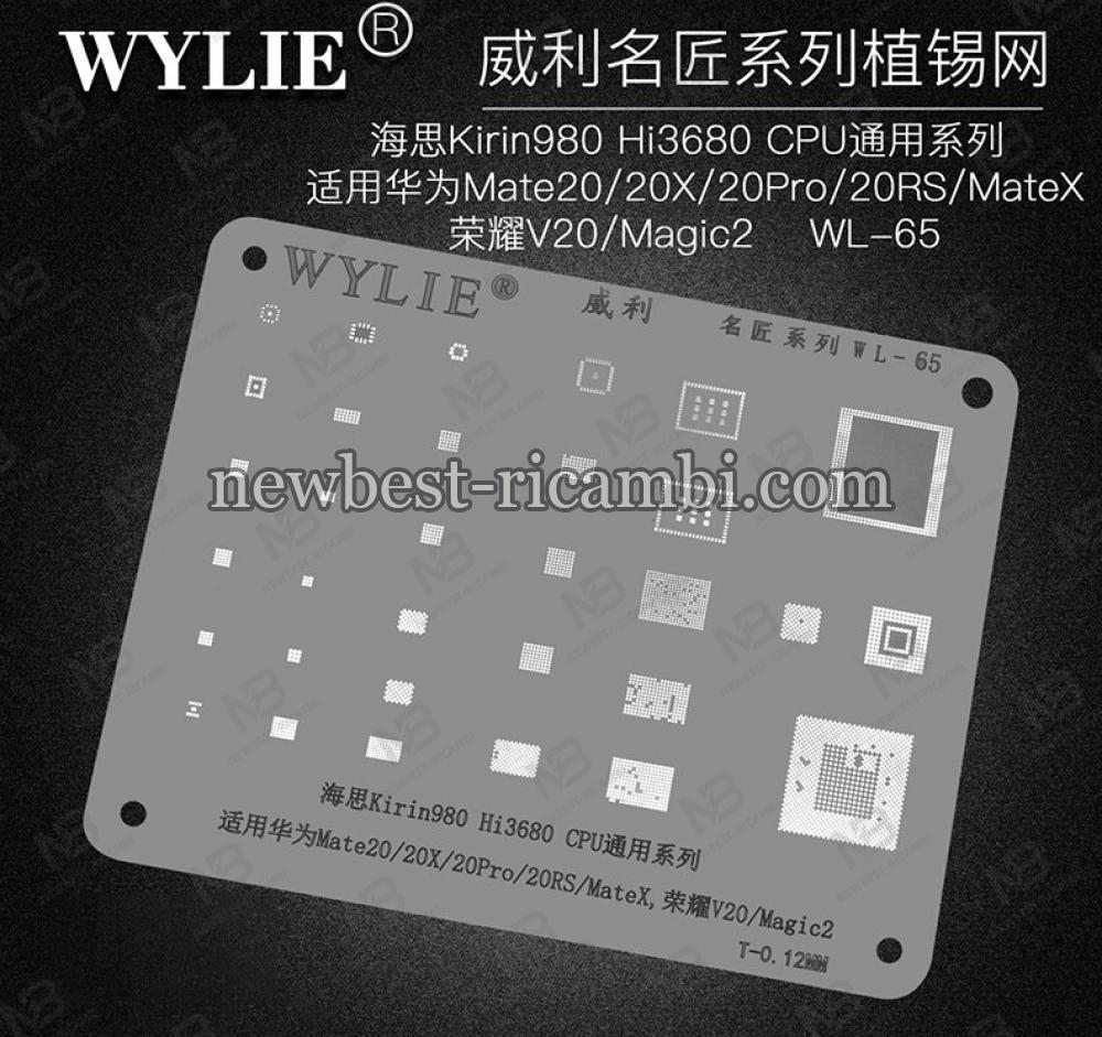 Wylie WL-65 BGA Reballing Stenci For HUAWEI HI3680 Kirin 980 CPU WiFi Power Audio Mate 20/20x/Pro/RS/X Honour V20/Magic2