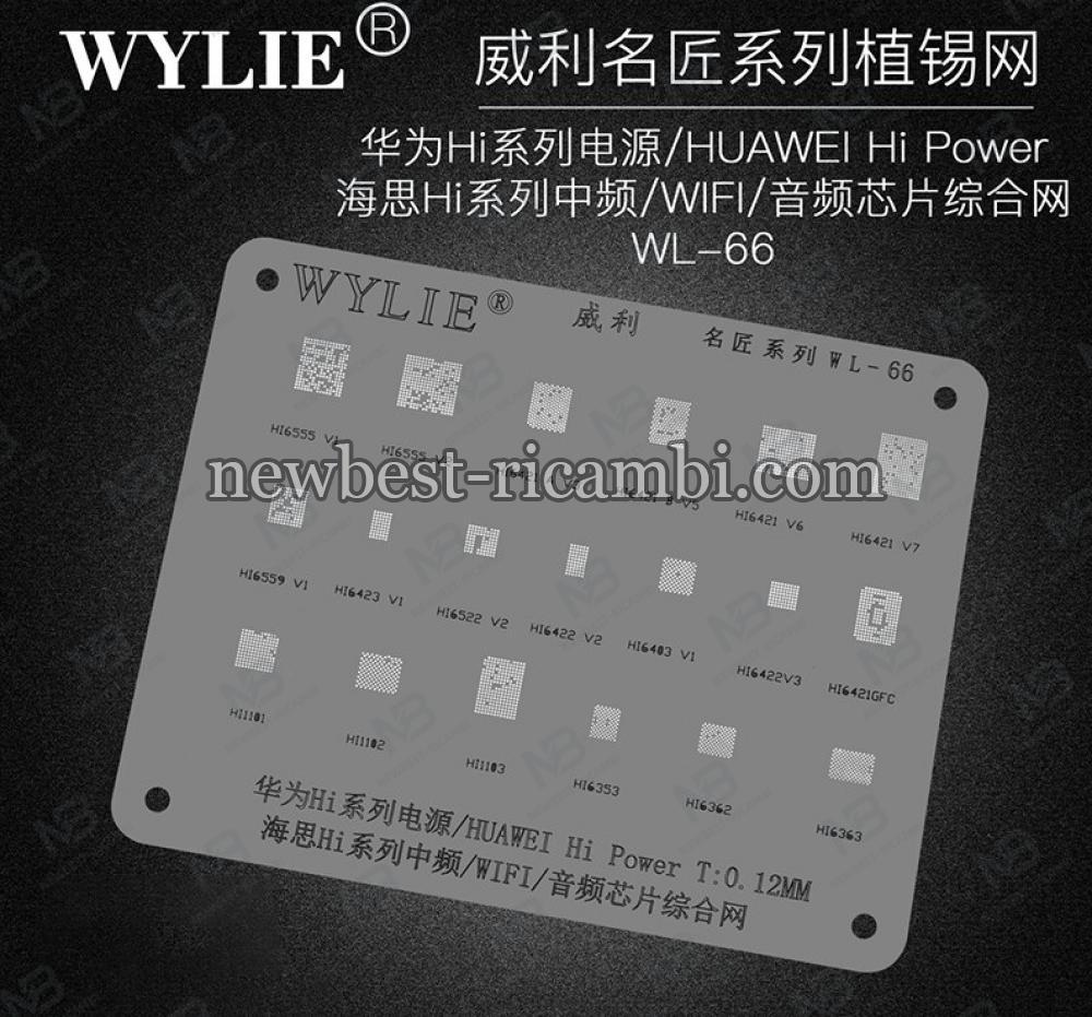 Wylie WL-66 BGA Reballig Stencil For HUAWEI HI6363 HI6362 HI6353 HI1103 HI1102 HI6555 HI6421 HI6422 V3 HI6403 Hi Power I