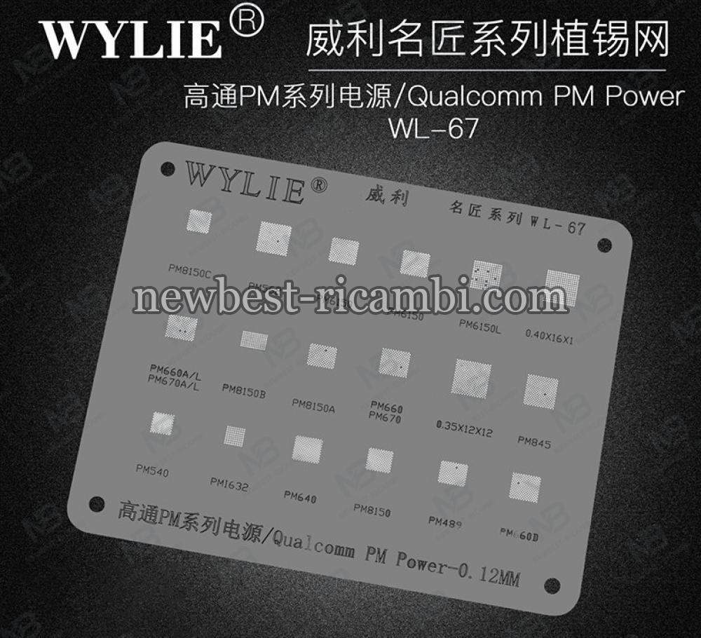 Wylie WL-67 BGA Reballing Stencil for Qualcomm PM Power IC Chip PM8150 PM562 PM6150 PM660 PM670 PM845 PM540 PMi632 PM640