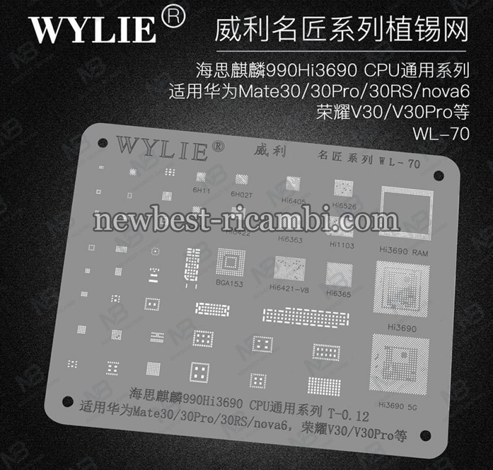 Wylie WL-70 BGA Reballing Stencil For HUAWEI Mate 30/30Pro/RS/Nova 6/Honor V30/V30Pro Kirin990 HI3690 CPU RAM Power WiFi