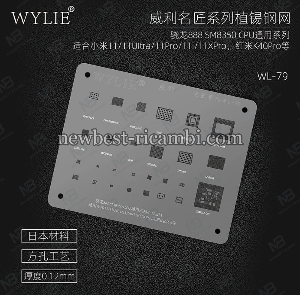 Wylie WL-79 BGA Reballing Stencil for Xiaomi MI11/11 Ultra/11Pro/11i/11X Pro Redmi K40 Pro Qualcomm 888 SM8350 CPU RAM I