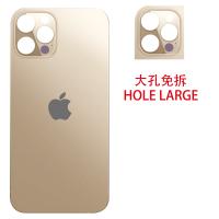 iPhone 12 Pro Max back cover glass camera hole large gold