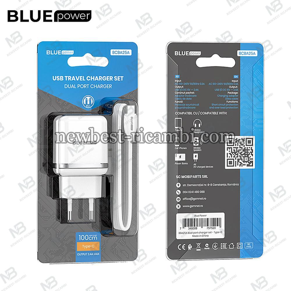BLUE Power Wall Charger BLBA25A Outstanding 2 X USB with Lightning Cable White In Blister