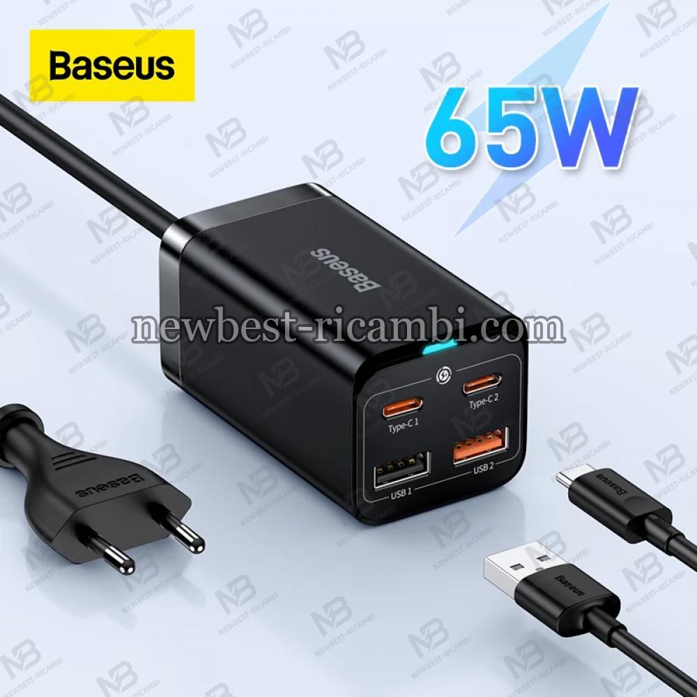Baseus GaN3 Pro 65W Phone And Laptop Charger Station QC4.0+ with USB TypeC Cable 1M Black CCGP040101 In Blister