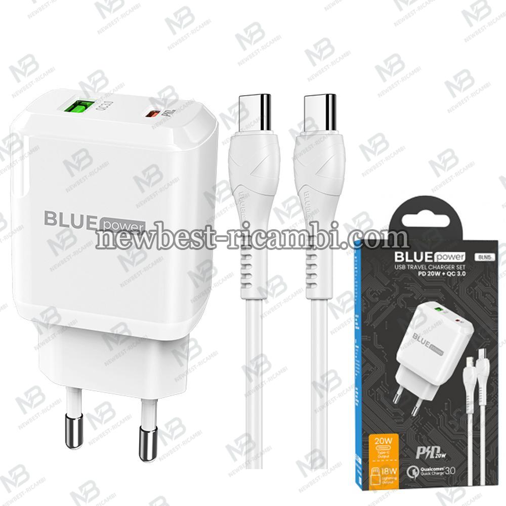 BLUE Power Wall Charger BCN5 PD20W+QC3.0 with Type C Cable White In Blister