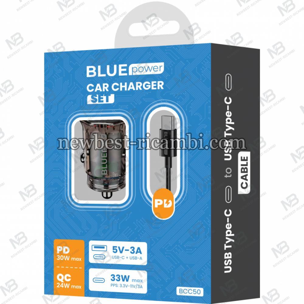 Car Charger With Cable Blue Power BCC50 33W 3A 1 X USB-A - 1 X USB-C Black In Blister