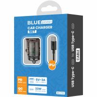 Car Charger With Cable Blue Power BCC50 33W 3A 1 X USB-A - 1 X USB-C Black In Blister