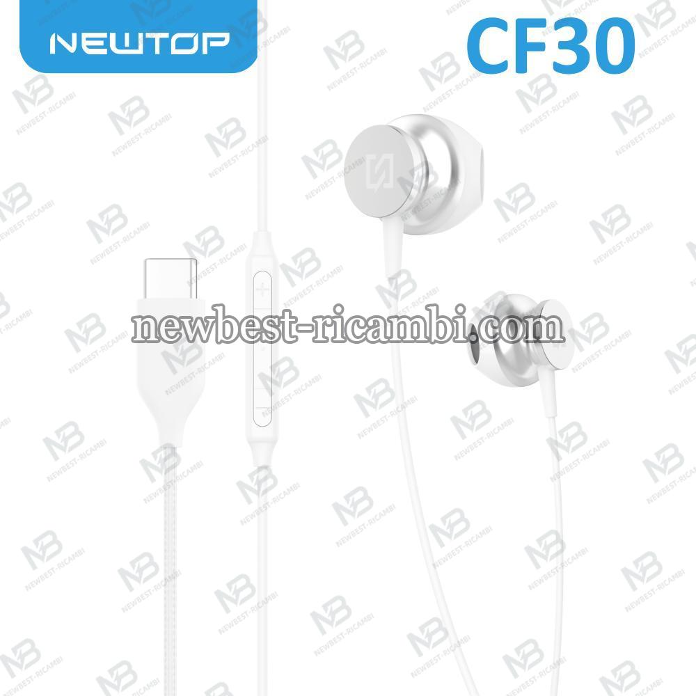 NEWTOP CF30 NYLON AURICOLARE UNIVERSALE TYPE-C (Type-C 100cm - Bianco)