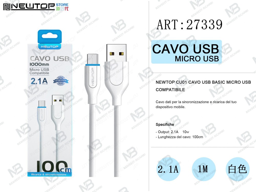 NEWTOP CU01 CAVO USB BASIC MICRO USB COMPATIBILE
