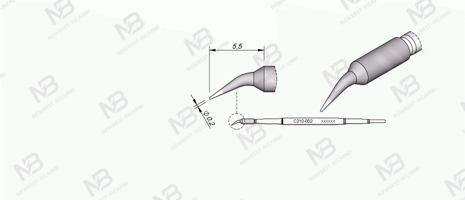 solder jbc  C210002 Conical Bent Ø 0.2