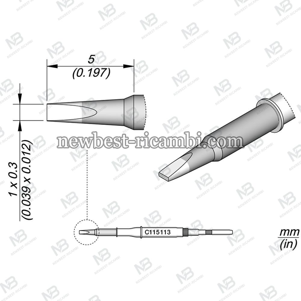 Solder Jbc C115113 Cartridge Chisel 1 x 0.3