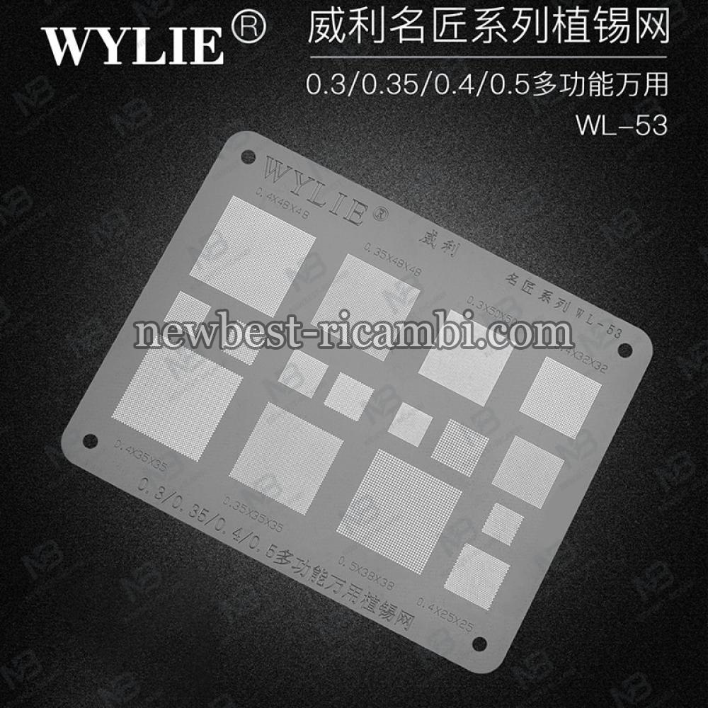 Wylie WL-53 BGA Reballing Stencil 0.3/0.35/0.4/0.5/Parallela/45 Gradi Foro Universale Multi funzione