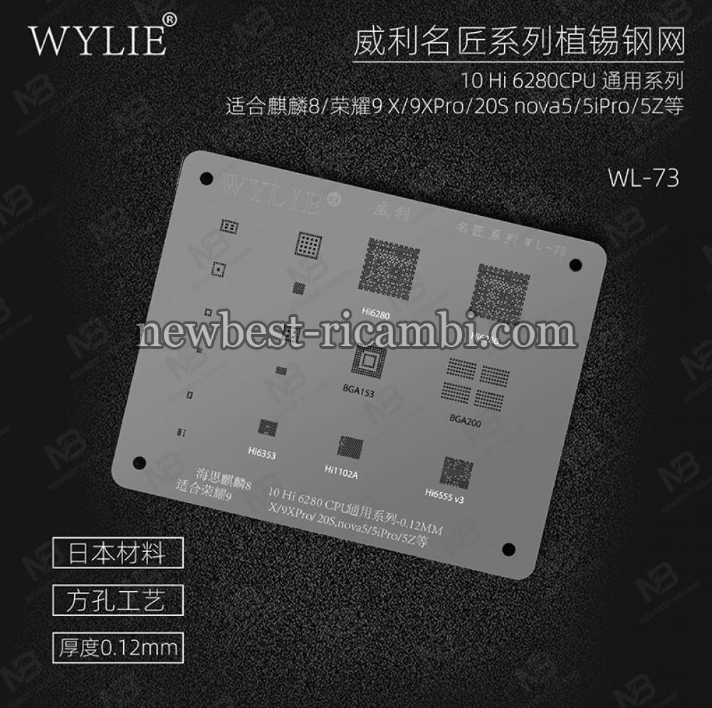 Wylie WL-73 BGA Reballing Stencil For HUAWEI Nova 5/5i Pro/5Z Honor 9X Pro/20s BGA200 153 Kirin 810 Hi6280 CPU NAND WiFi
