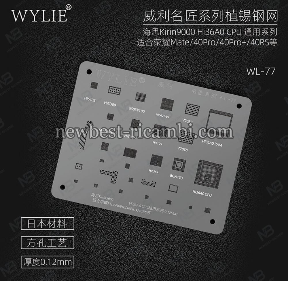 Wylie WL-77 BGA Reballing Stencil For HUAWEI Honor Mate 40Pro/40Pro+/40RS BGA153 Kirin 9000 Hi36A0 Hi6365 Hi6526 CPU RAM