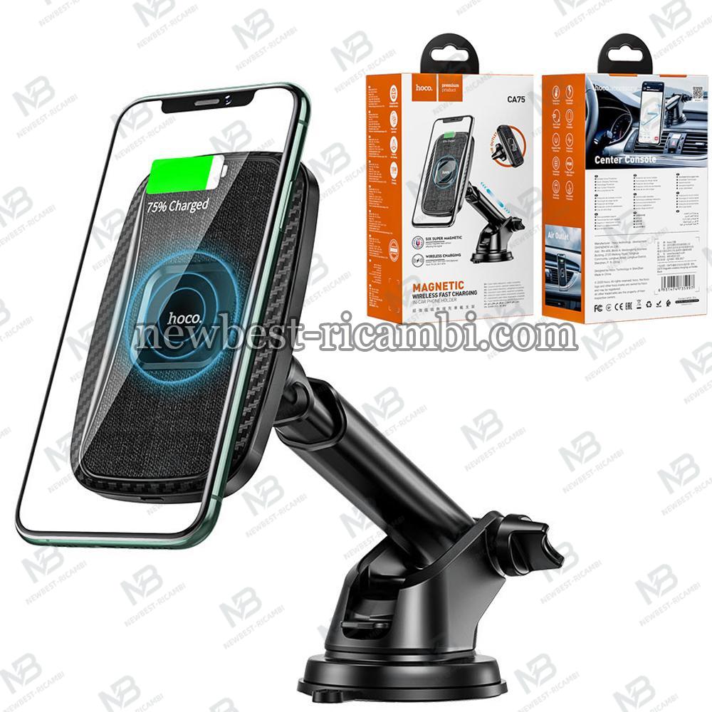 Magnetic Wireless Charging Car Holder HOCO CA75 15W Black In Blister