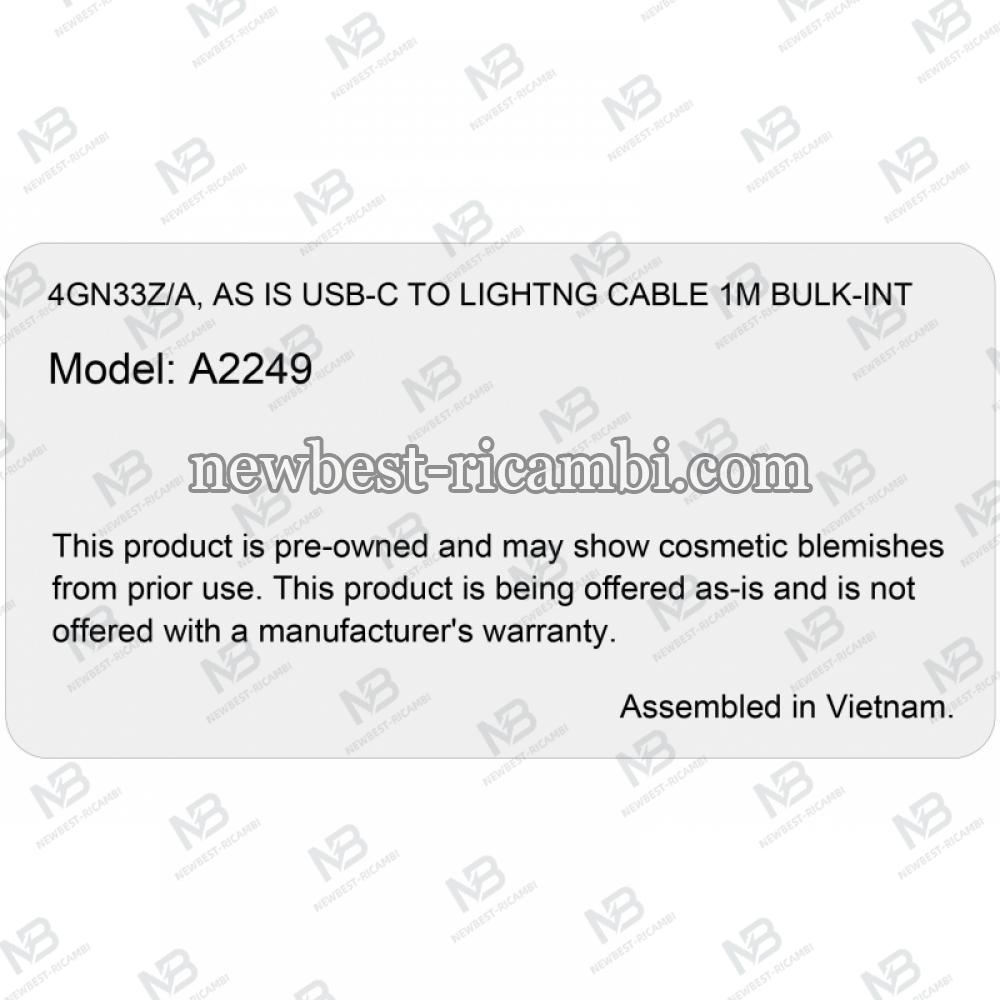 ​Apple USB-C to Lightning Cable 96W 4.7A 1M As 4GN33Z/A Original in Bulk