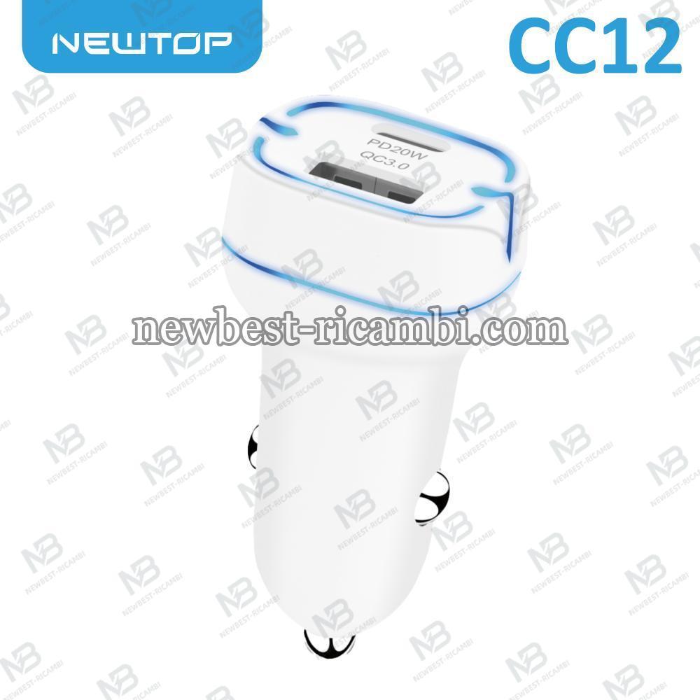 NEWTOP CC12 SMALL CARICATORE DA MACCHINA FASTCHARGER QC3.0 + POWERDELIVERY PD 38W