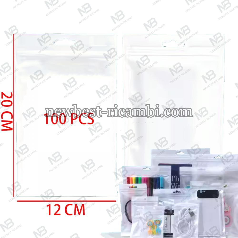 White Pearlescent Bag Translucent Sealed Bag 12 X 20 CM 100 PCS