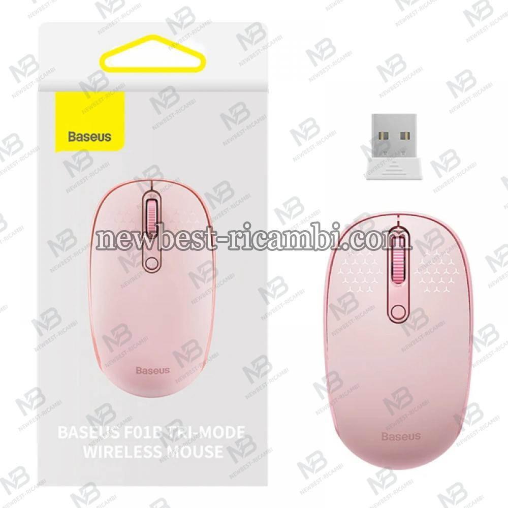 Wireless Mouse Baseus F01B Tri-Mode 1600DPI BT / Wi-Fi Pink B01055503413-00 In Blister