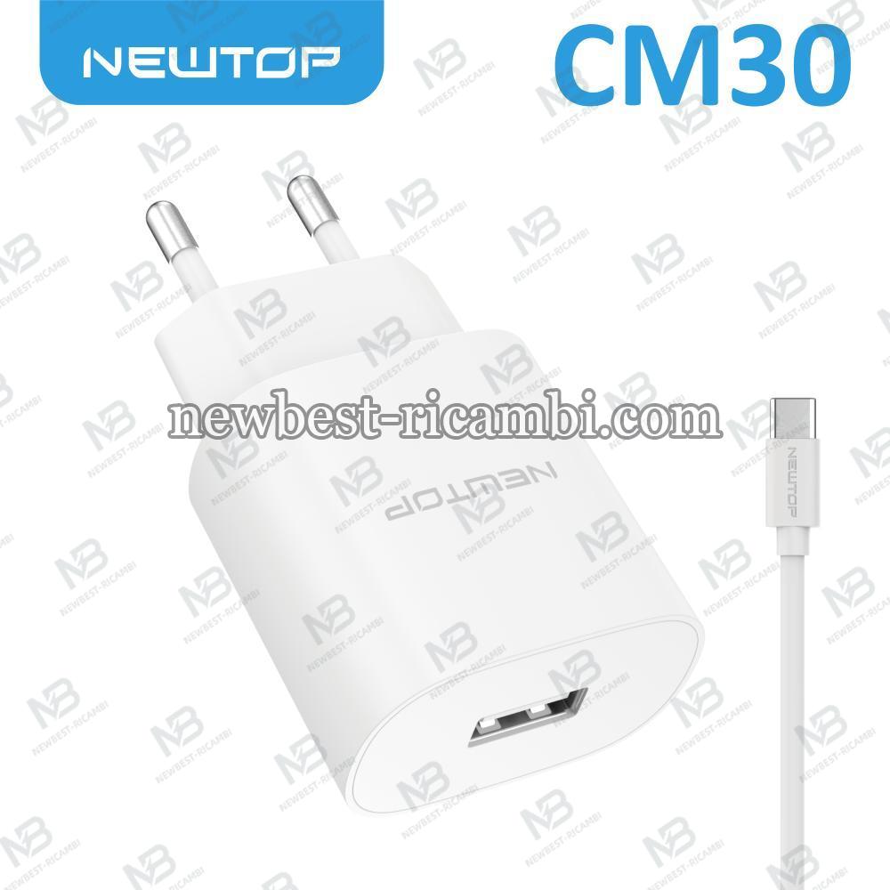 NEWTOP CM30 BASIC CARICATORE DA MURO 1 USB 2.1A CON CAVO TYPE-C