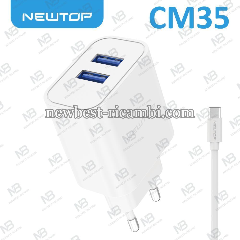 NEWTOP CM35 CARICATORE DA MURO 2 USB 2.1A CON CAVO TYPE-C