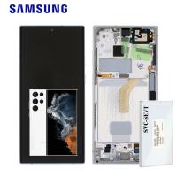 Samsung Galaxy S22 Ultra S908B Touch+Lcd+Frame Phantom White Service Pack