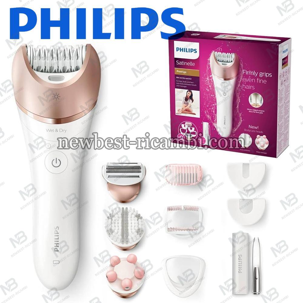 Philips Satinelle Prestige Wet and Dry Cordless Epilator for Face and Body with 9 Attachments - BRE651/00 In Blister