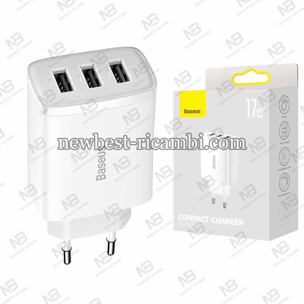 Baseus Wall Charger Compact 3U 17W 2.1A 3 x USB-A White CCXJ020102 in Blister