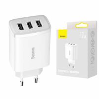 Baseus Wall Charger Compact 3U 17W 2.1A 3 x USB-A White CCXJ020102 in Blister