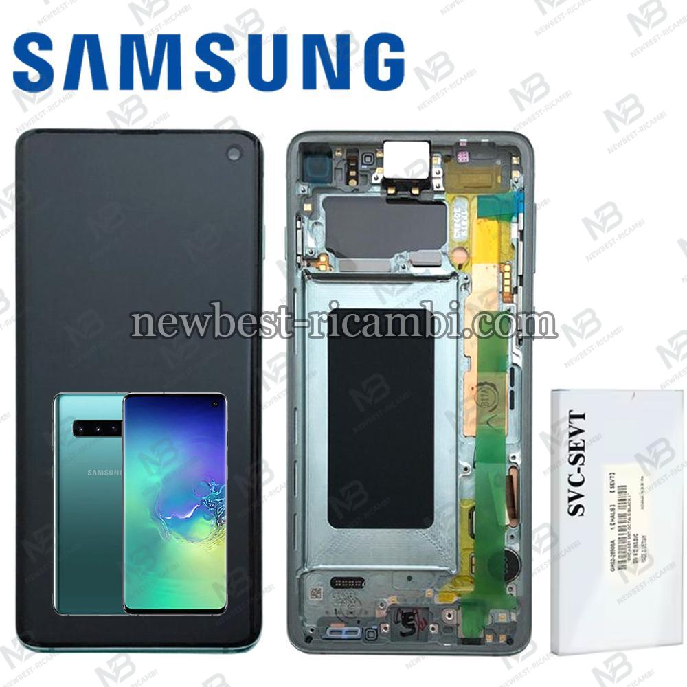 Samsung Galaxy S10 G973F Touch+Lcd+Frame Green Service Pack