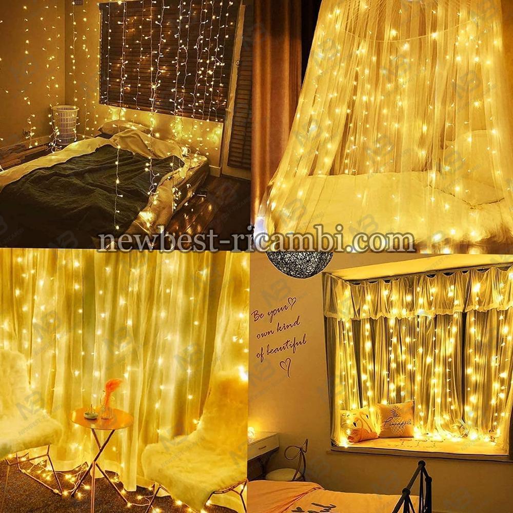 LED Light Curtain 3x3 M Outdoor Christmas Light Curtain IP44 White In Blister