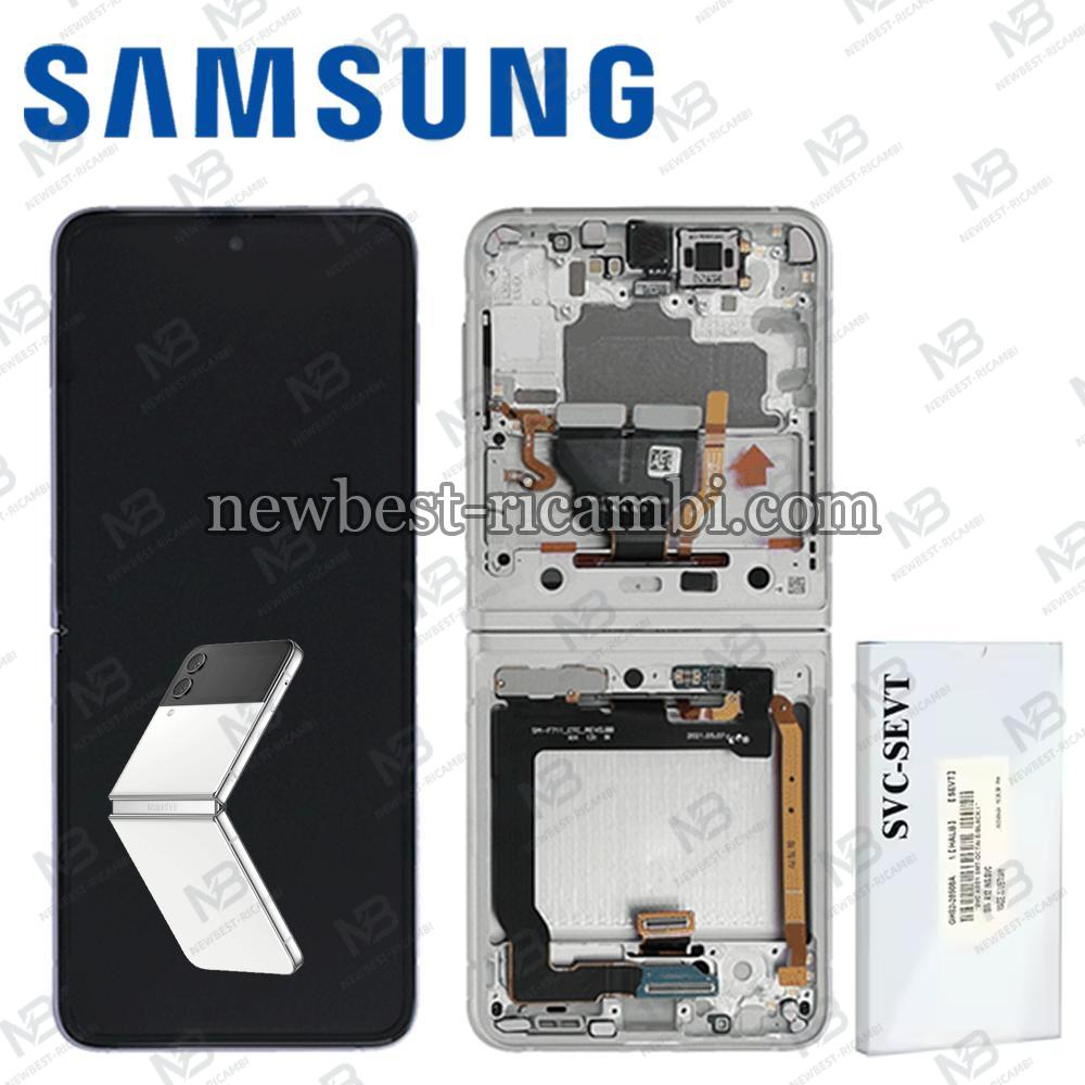 Samsung Galaxy Z Flip 4 F721 Touch + Lcd + Frame Silver / White Service Pack