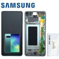 Samsung Galaxy S10 G973F Touch+Lcd+Frame Green Service Pack