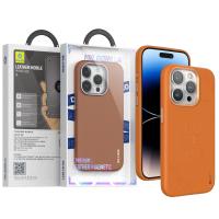 Blueo Premium Leather Magnetic Mobile Phone Case iPhone 15 Pro Orange In Blister