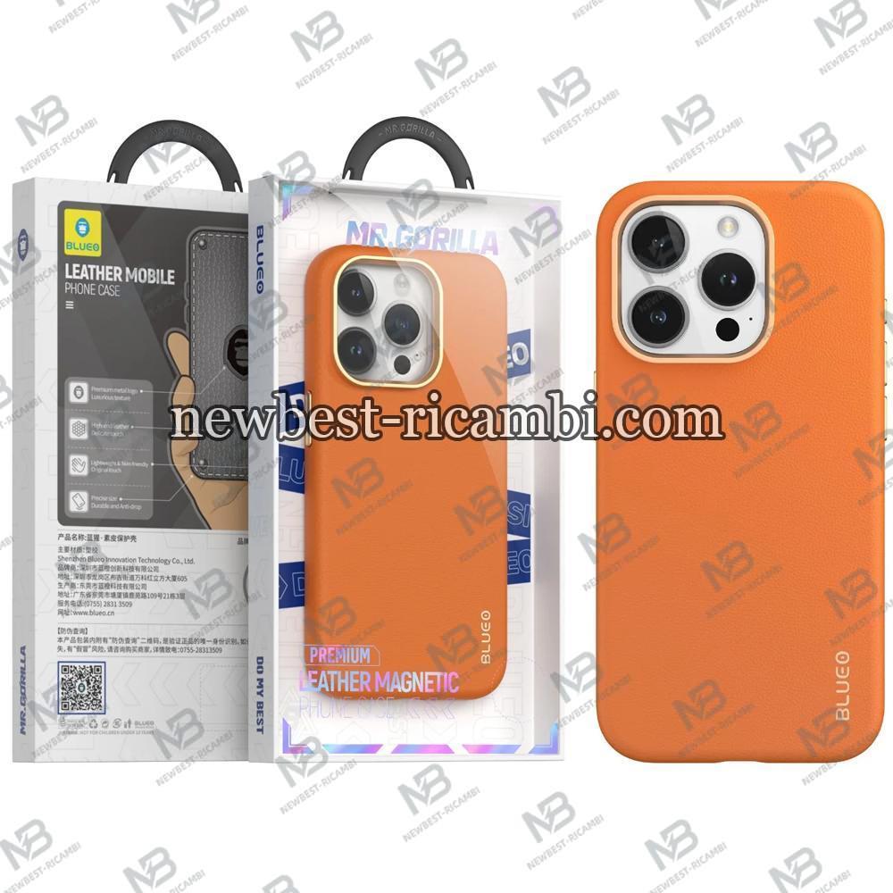 Blueo Premium Leather Magnetic Mobile Phone Case iPhone 14 Pro Max Orange In Blister