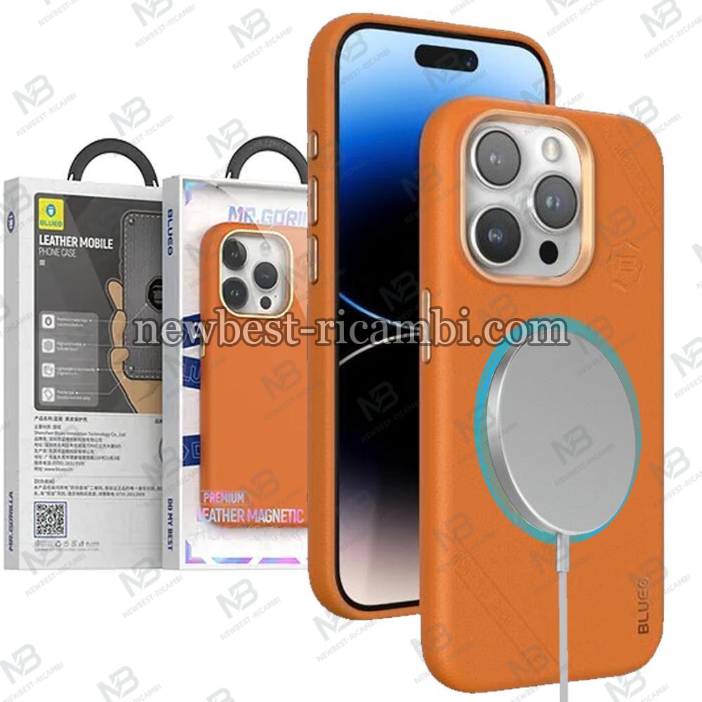 Blueo Premium Leather Mobile Phone Case iPhone 14 Pro Max Orange In Blister