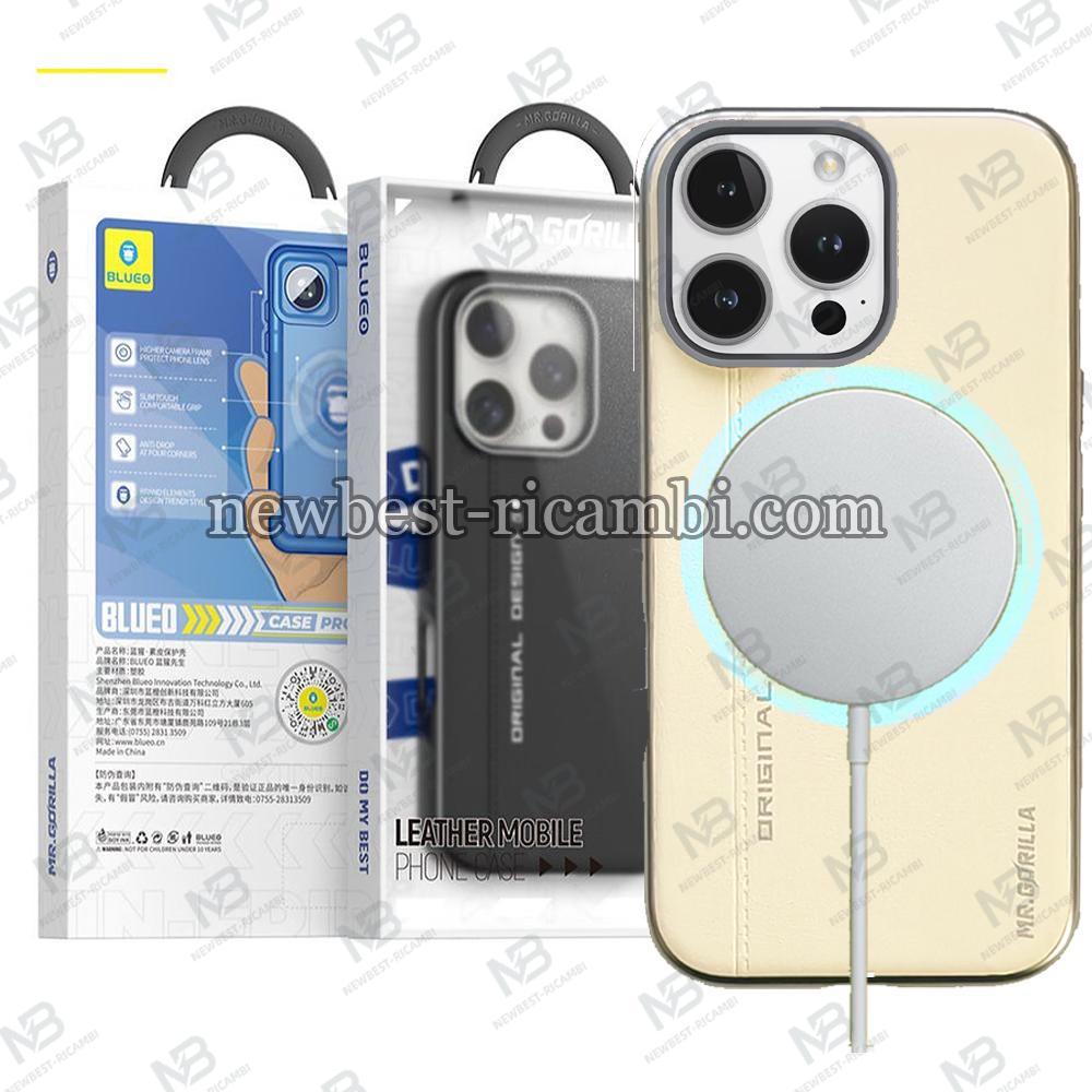 BLUEO Premium Leather Phone Case With Magnetic iPhone 16 Pro White In Blister