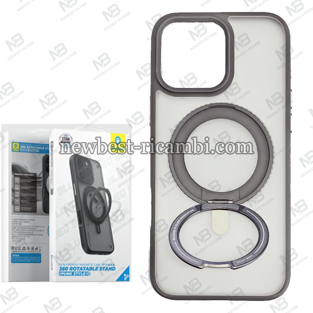 Blueo Skin Friendly Magnetic Case With 360 Rotatable Stand iPhone 16 Pro Grey In Blister