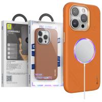 Blueo Premium Leather Magnetic Mobile Phone Case iP15 Pro Max Orange In Blister