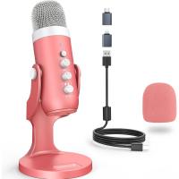 Zealsound Condenser Microphone For Phone Computer Laptop Tablet And Type-C Phone Pink In Blister