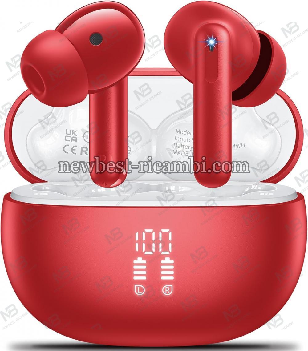 ENC A68 Pro Wireless Earbuds Bluetooth 5.3 with 4 Mic Noise Cancellation Red in Blister