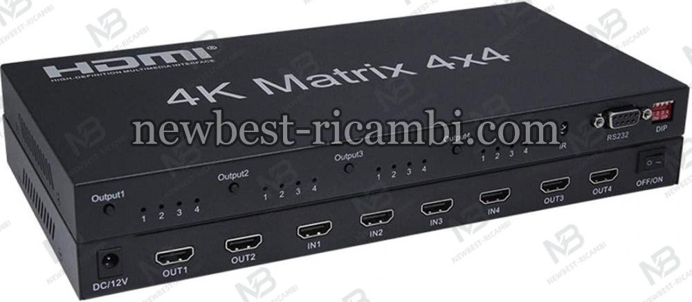 HDMI Matrix 4x4 4K 60Hz 1080p Switch Splitter 4 Black in Blister