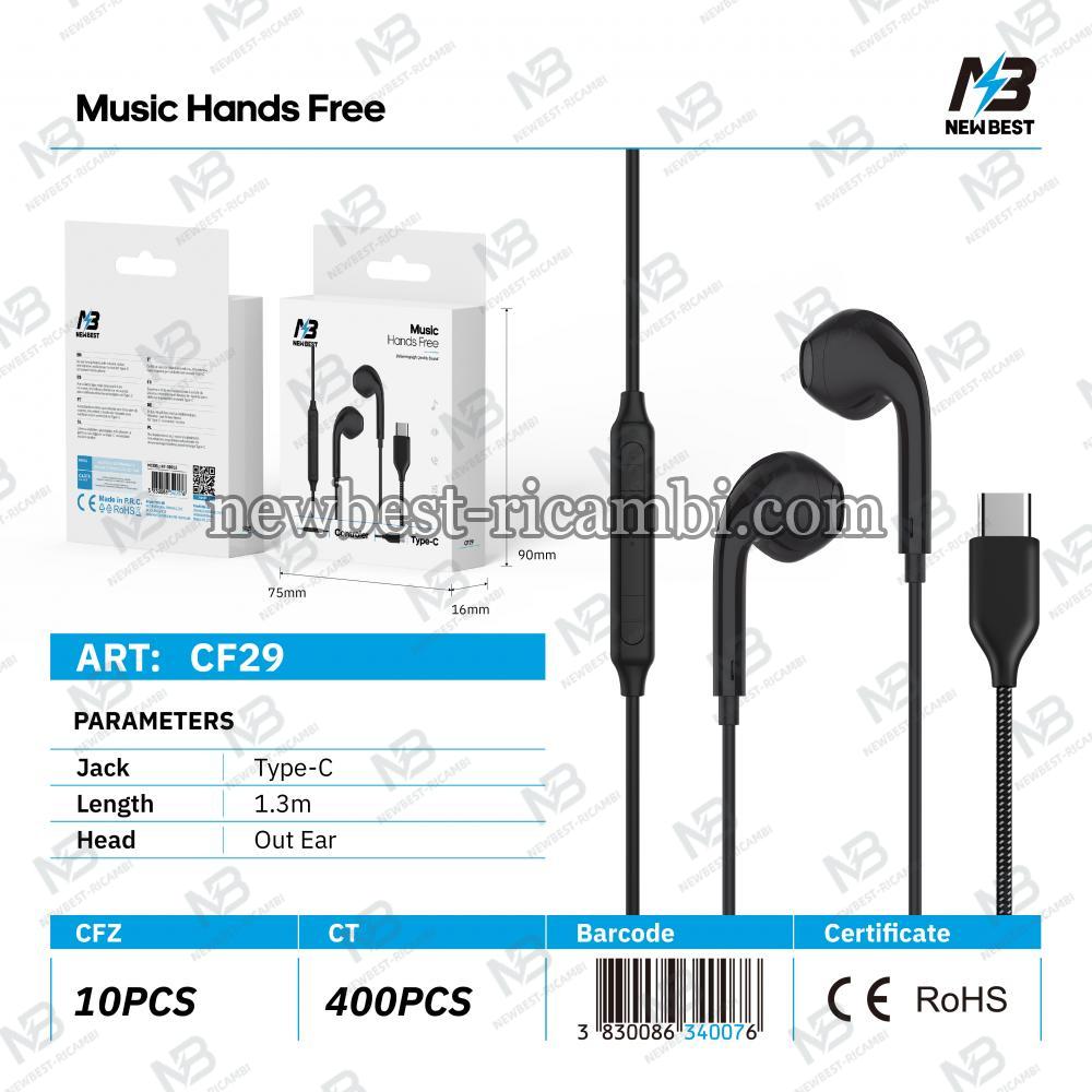 New Best CF29 Universal Type-C Headphones Black In Blister