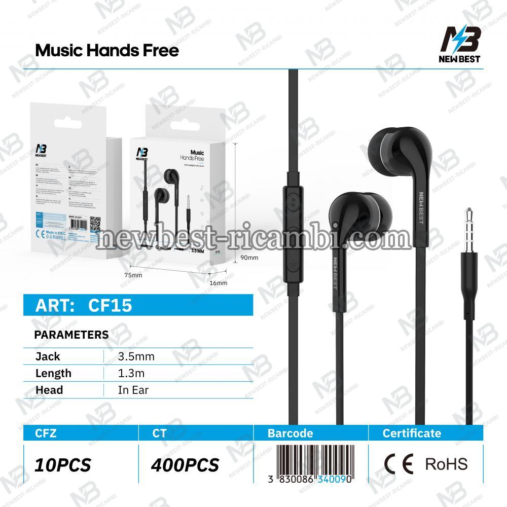 New Best CF15 Universal Jack 3.5MM Headphones Black In Blister