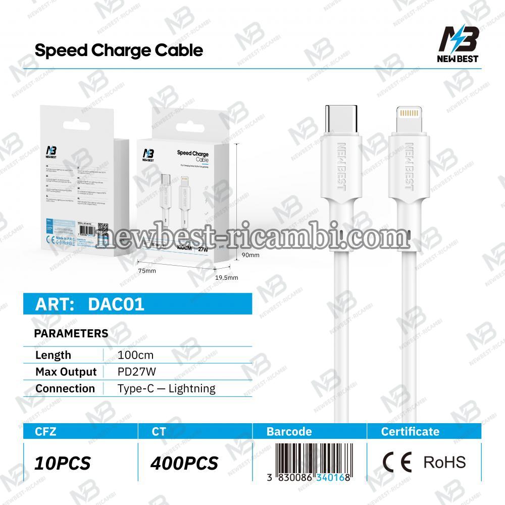 New Best DAC01/NT-46712 USB Cable 27W Type-C To Lighting 100CM White In Blister