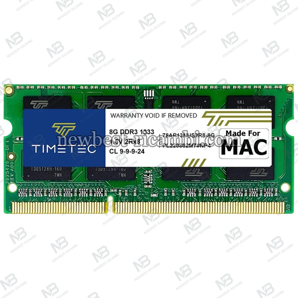 Timetec 8GB Compatible for Apple DDR3 1333MHz PC3-10600 CL9 for Mac Book PRO In Blister