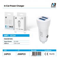 New Best CC14 Car Charger 2 USB 3.4A In Blister