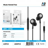 New Best CF03 Universal Jack 3.5MM Headphones Black In Blister